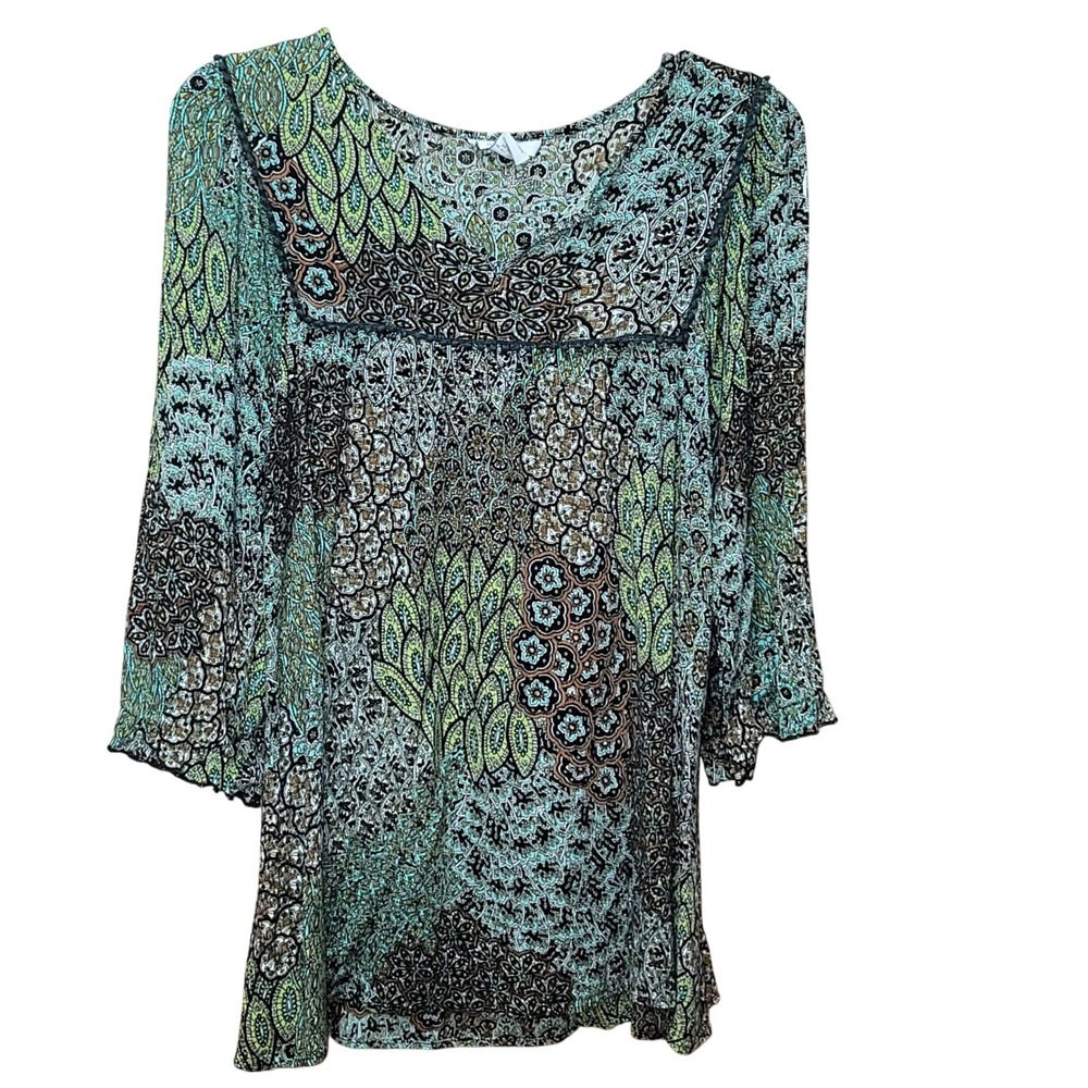 Dress Barn Women's 2X Tunic‎ Paisley Artsy Boho Peasant Office Whimsigoth Hippie